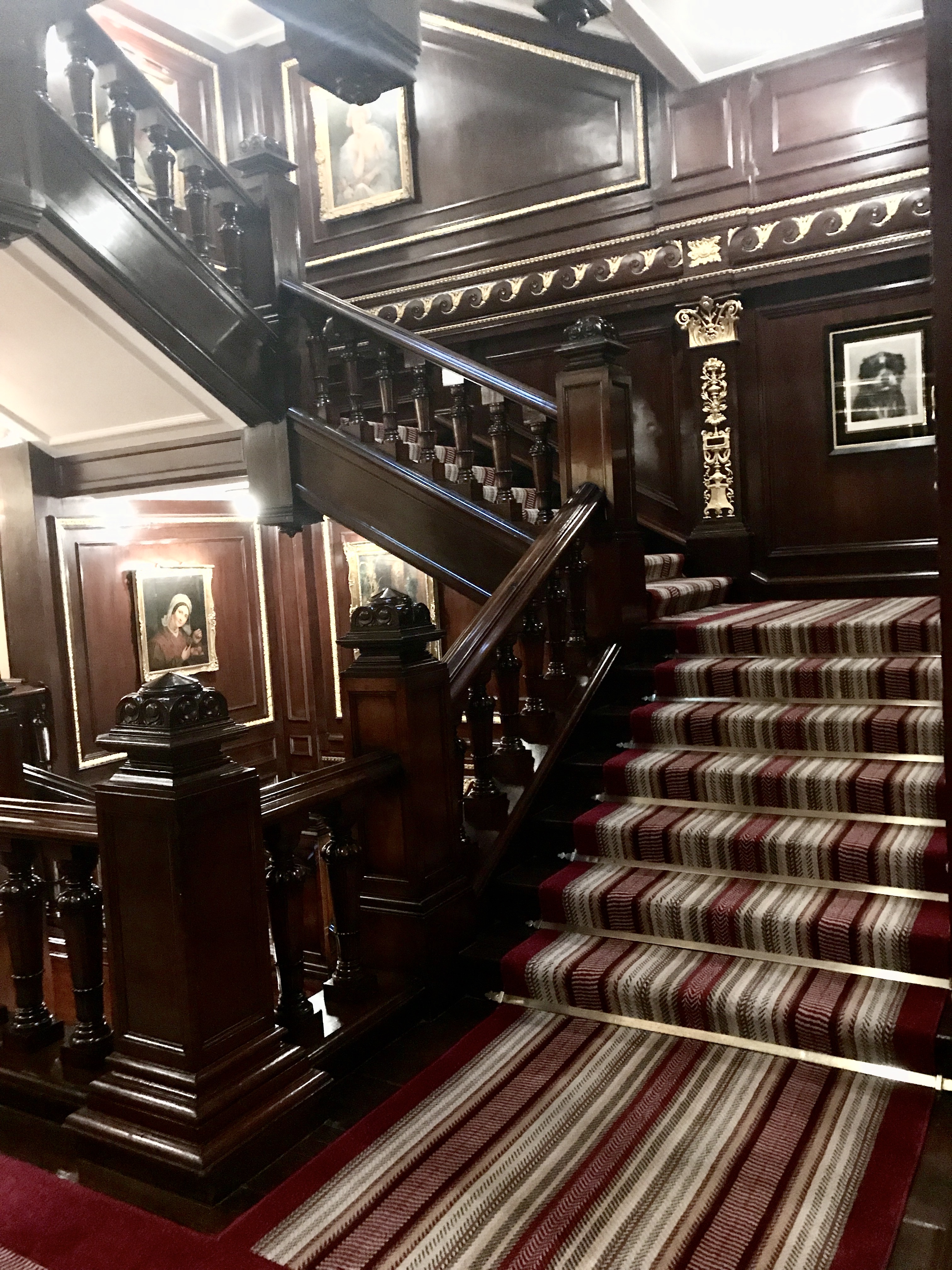 Wooden staircase at The Connaught hotel