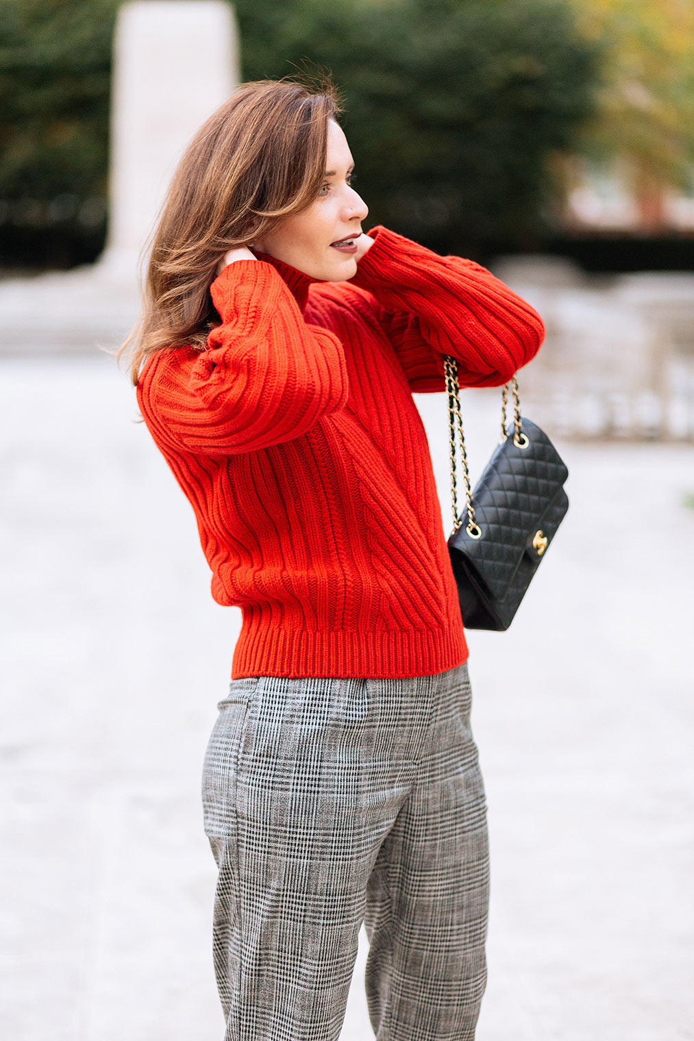 Thick red sweater ideal for winter