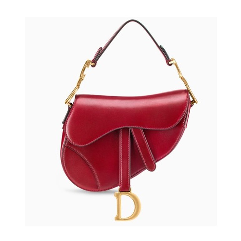 Mini Dior saddle bag in red calfskin leather