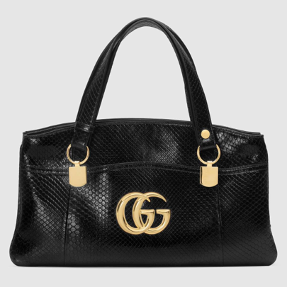 Large Gucci Arli bag python skin black