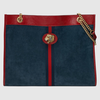 Red and blue large Gucci Rajah tote