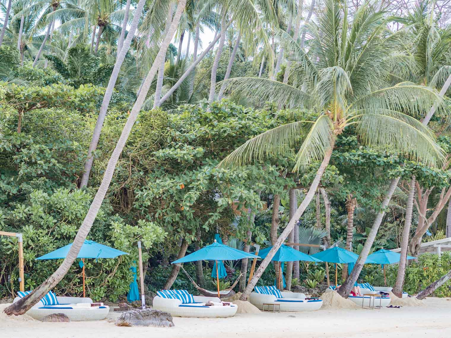Private beach at Four Seasons hotel Koh Samui 