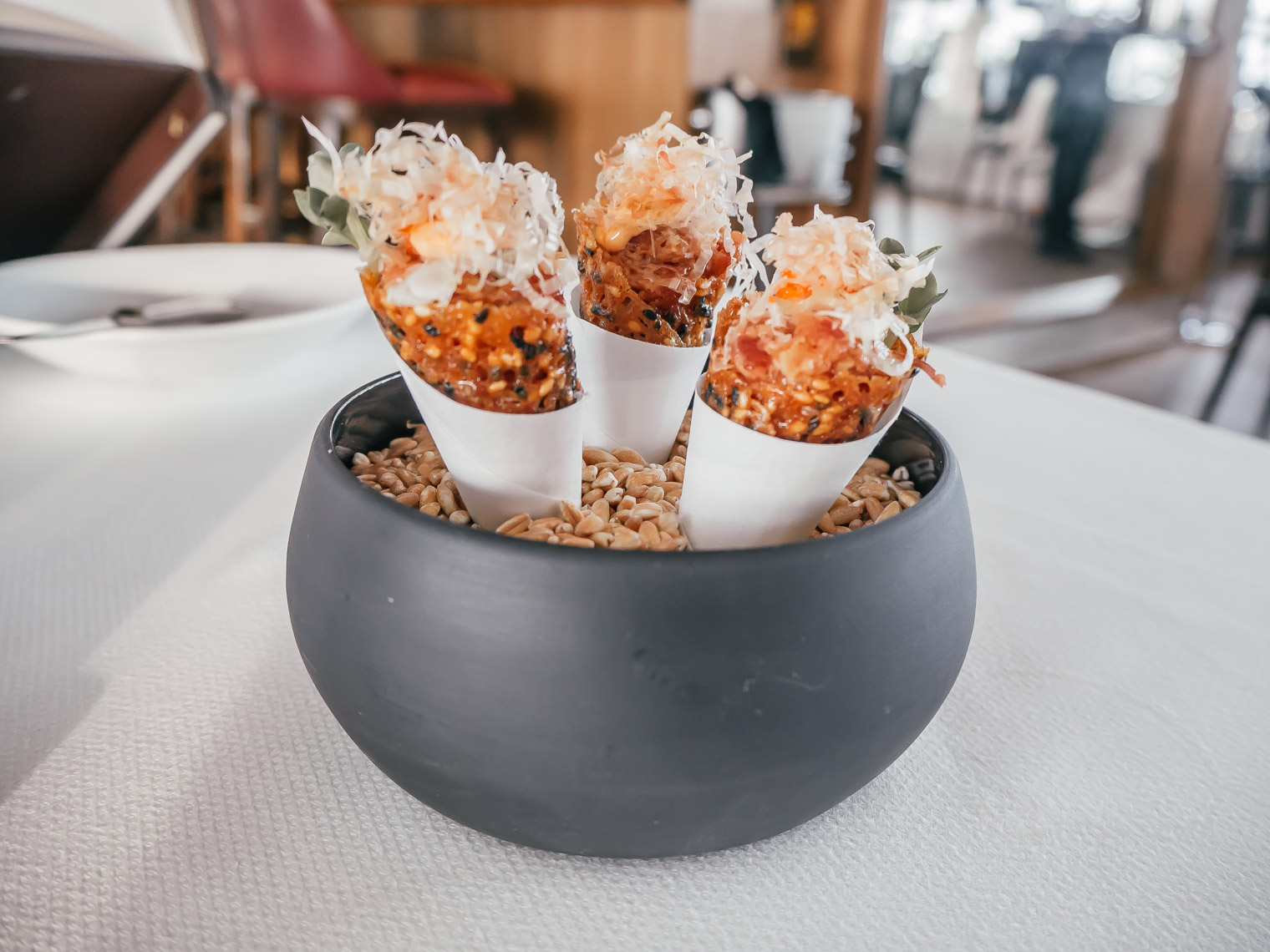What to eat at Spago Singapore Tuna Tartar cones