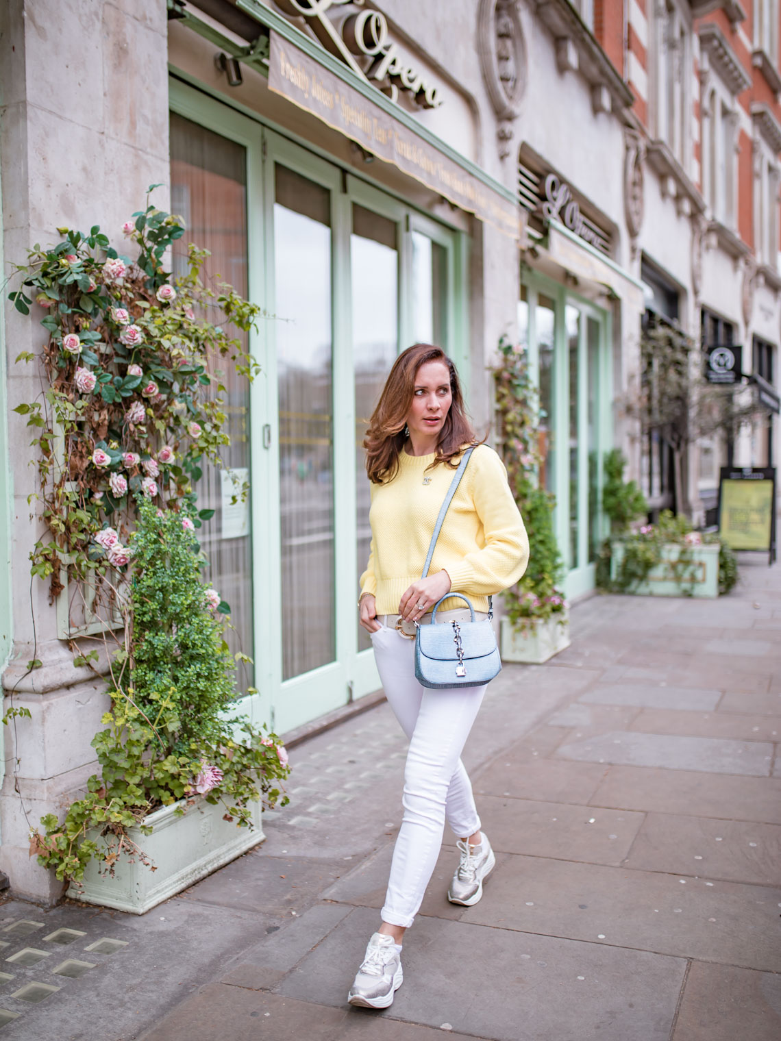 How to wear yellow sweater in spring The Fifth Label, Louis Vuitton Chain It Bag