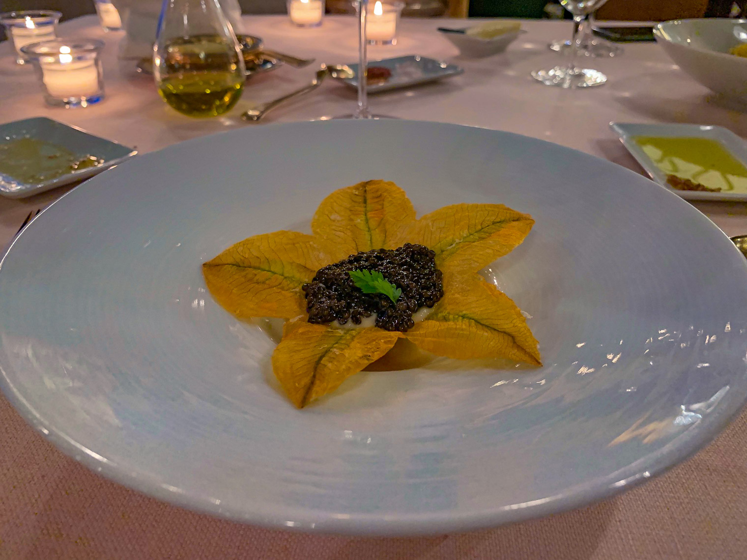Fried Zucchini Flower with Caviar 