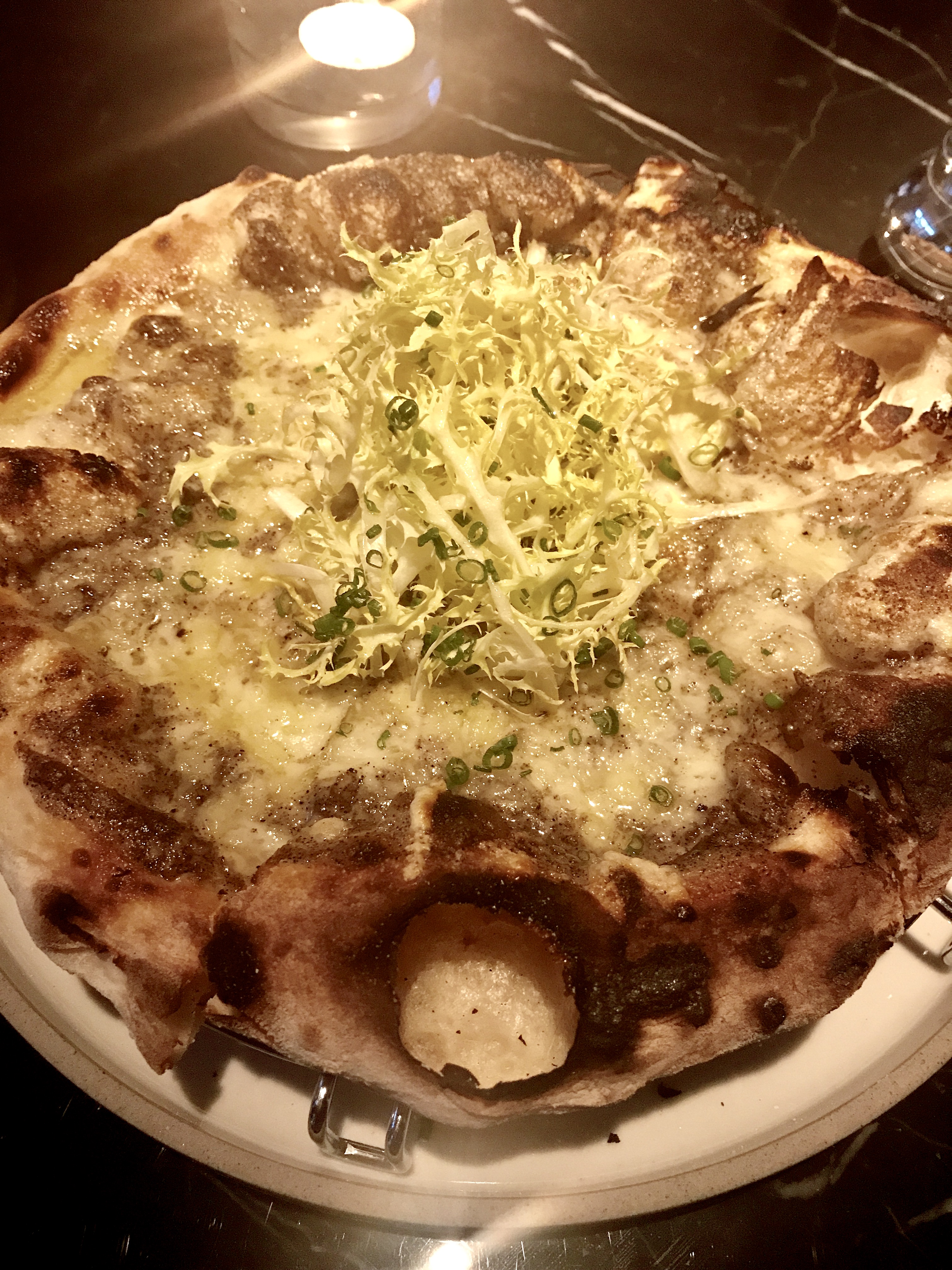 Truffle pizza at The Connaught hotel