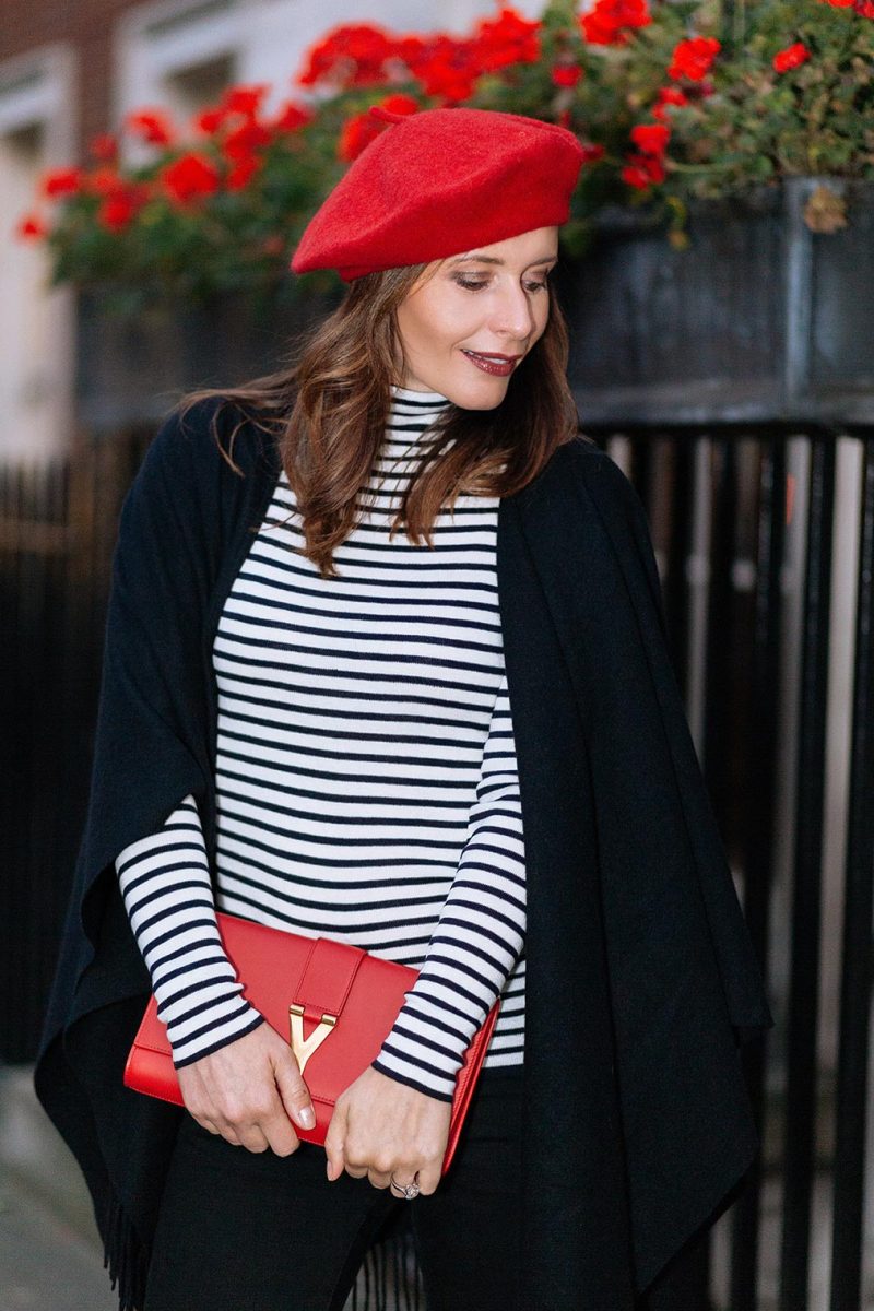 Chic Journal Petra wears red beret from Zara