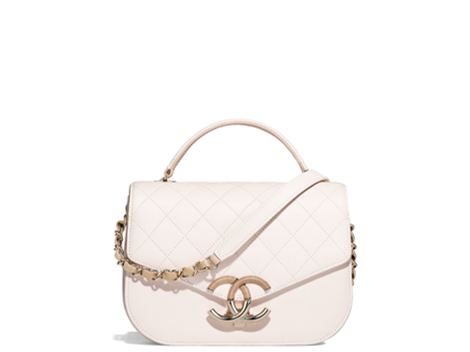 White flap bag with top handle Chanel new collection 