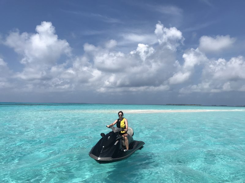 Petra Brisby from CHic Journal at Cheval Blanc Maldives jetski