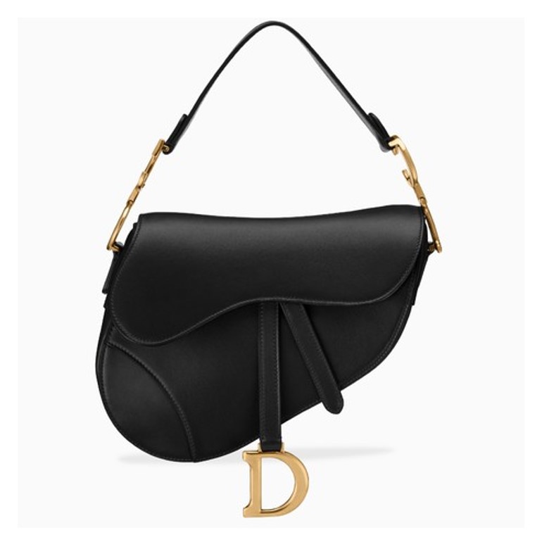 Dior saddle bag in black leather and gold hardware