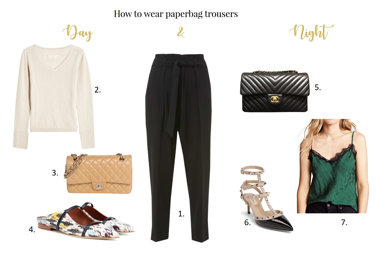 How to style paperbag trousers day and night