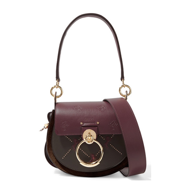 New embroidered Chloe Tess bag in burgundy leather