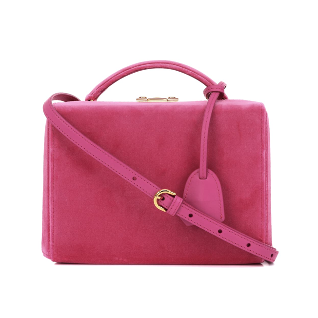 MARK CROSS Grace Small Box velvet shoulder bag pink 