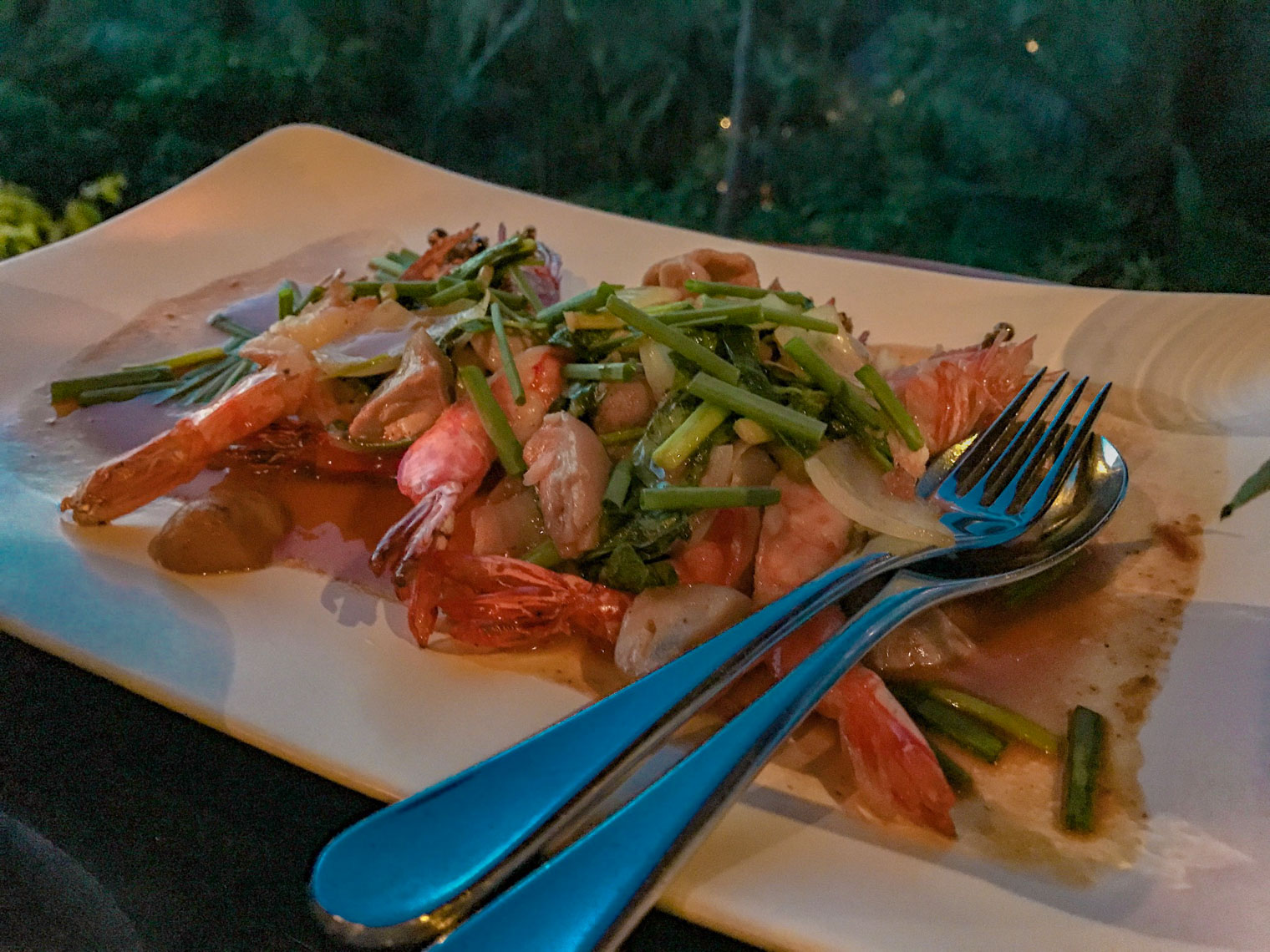 Tiger prawns with lemongrass at Four Seasons restaurant KOH Thailand