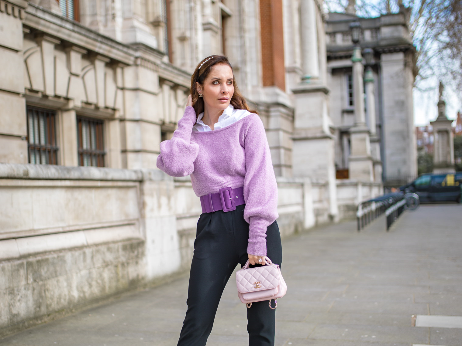 How to wear off the shoulder sweater to the office