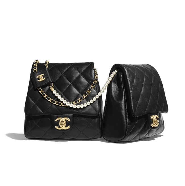 Chanel side packs black with pearls