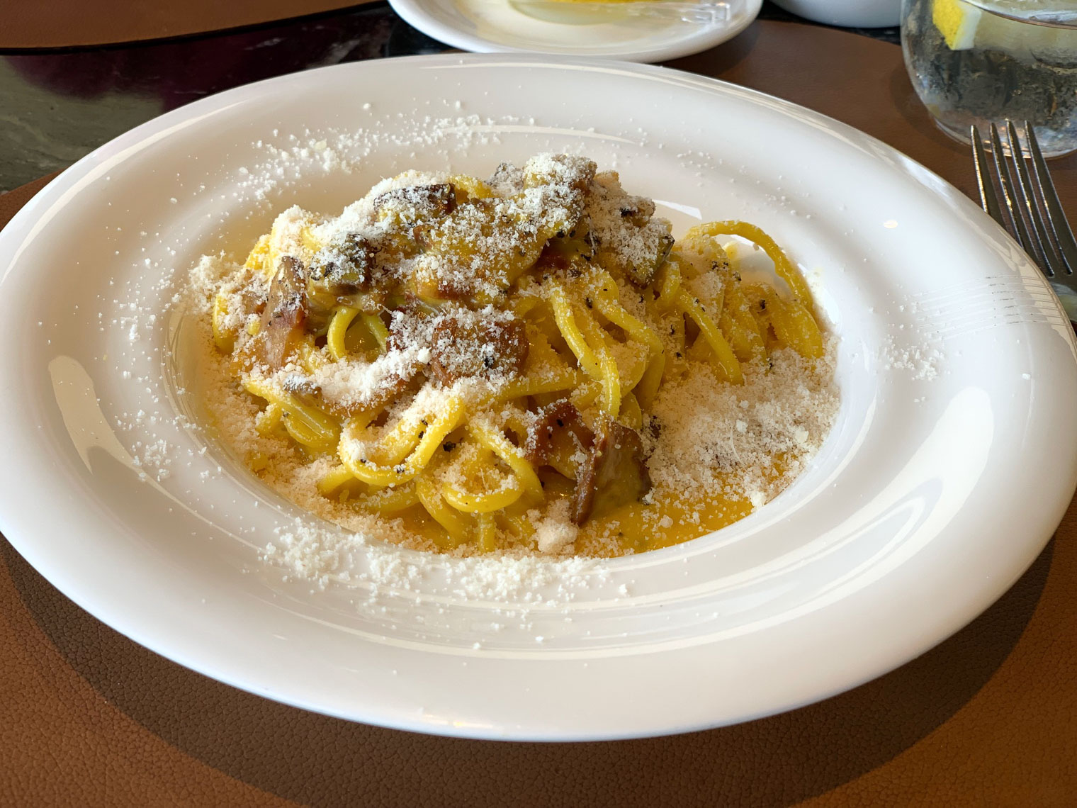 Lunch Spaghettoni Carbonara at Hotel Eden Rome Dorchester Collection